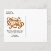 スクリプはっきりしたト・オレンジ・ハッピーサンクスギビング シーズンポストカード (裏面)