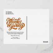 スクリプはっきりしたト・オレンジ・ハッピーサンクスギビング 箔シーズンポストカード (裏面)