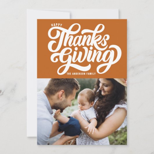 スクリプはっきりしたトOrangeフォトハッピー感謝祭 シーズンカード (正面)