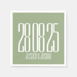 スクリプはっきりしたトSageグリーンホワイトウルトラモダンーズ スタンダードカクテルナプキン