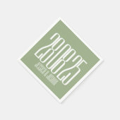 スクリプはっきりしたトSageグリーンホワイトウルトラモダンーズ スタンダードカクテルナプキン (角)