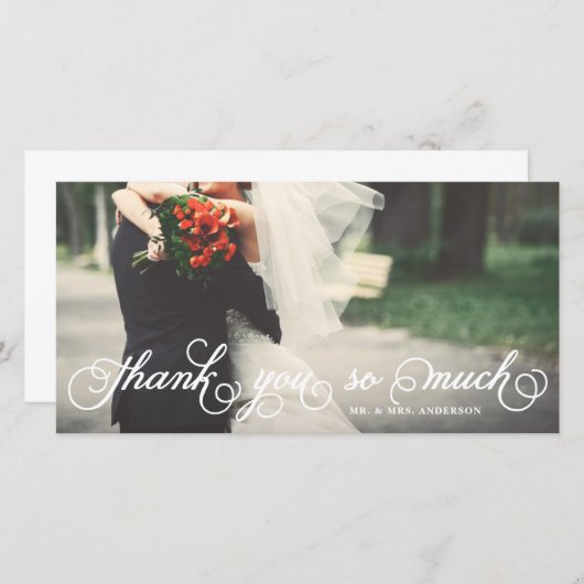 スクリプエレガントトありがとうありがとうご結婚ざいました サンキューカード (正面/裏面)