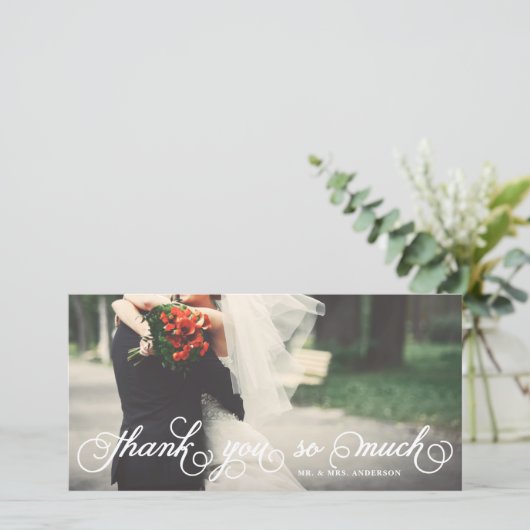 スクリプエレガントトありがとうありがとうご結婚ざいました サンキューカード (スタンド正面)