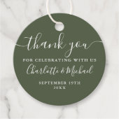 スクリプエレガントトありがとうオリーブグリーン結婚ズ フェイバータグ (正面)