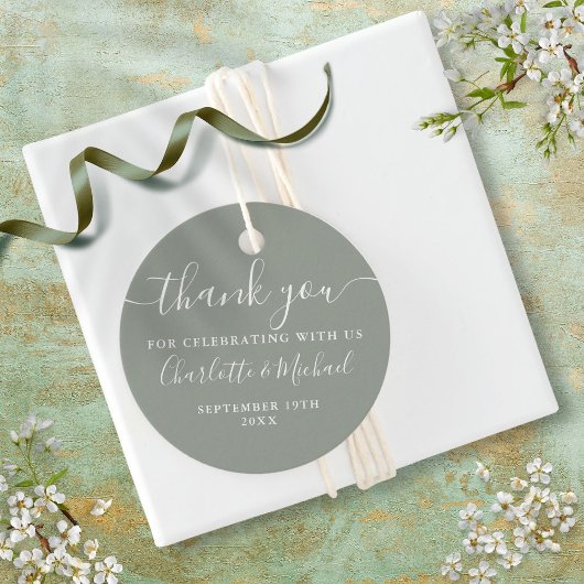 スクリプエレガントトありがとうセージ結婚グリーン フェイバータグ