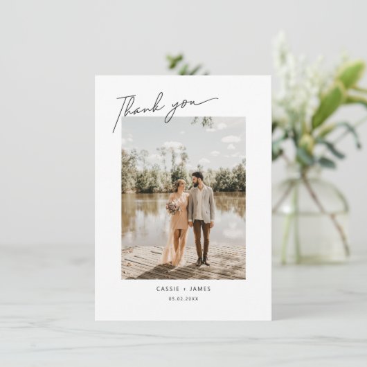 スクリプエレガントトありがとう結婚の写真カード サンキューカード (スタンド正面)