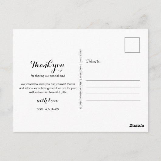 スクリプエレガントトありがとう結婚の写真 ポストカード (裏面)