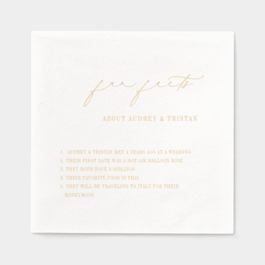 スクリプエレガントトおもしろいファクト結婚ミニマル 箔ナプキン (正面)