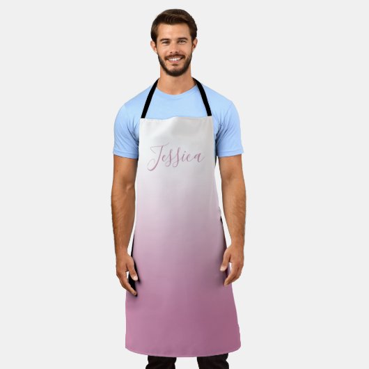 スクリプエレガントトおよび編集可能ピンク(任意の色) グラデーション エプロン (着用した状態)