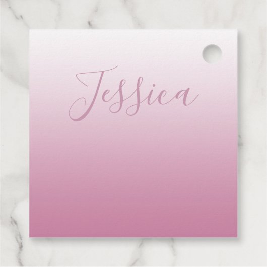 スクリプエレガントトおよび編集可能ピンク（任意の色） グラデーション フェイバータグ (裏面)