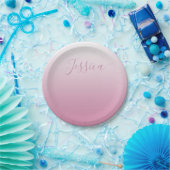 スクリプエレガントトおよび編集可能ピンク（任意の色） グラデーション ペーパープレート (パーティー)