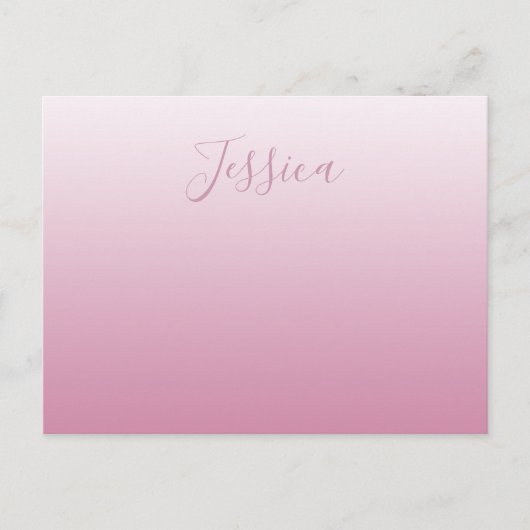 スクリプエレガントトおよび編集可能ピンク(任意の色) グラデーション ポストカード (正面)