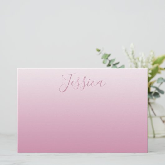 スクリプエレガントトおよび編集可能ピンク（任意の色） グラデーション 便箋 (スタンド正面)