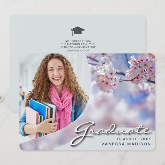 スクリプエレガントトさくらんぼブロッサム |写真モダングラード 案内状 (正面/裏面)