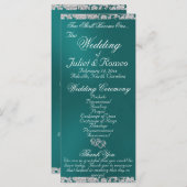 スクリプエレガントトとグリッター-ティール（緑がかった色）結婚 プログラム (正面/裏面)
