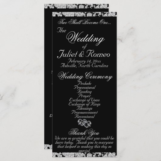 スクリプエレガントトとグリッター – 黒結婚色 プログラム (正面/裏面)