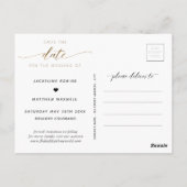 スクリプエレガントトとシンプル、結婚式の日付の保存 ポストカード (裏面)