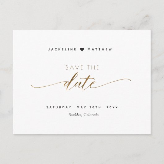 スクリプエレガントトとシンプル、結婚式の日付の保存 ポストカード (正面)