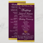 スクリプエレガントトとリボン – 紫/金ゴールド結婚 プログラム (正面/裏面)