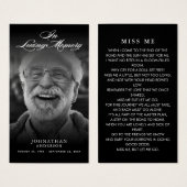 スクリプエレガントトと写真を愛するメモリ祈りの言葉カード (正面&裏面)