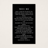 スクリプエレガントトと写真を愛するメモリ祈りの言葉カード (裏面)