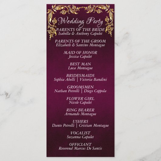 スクリプエレガントトと金ゴールド離れ – パープル結婚ズ プログラム (裏面)