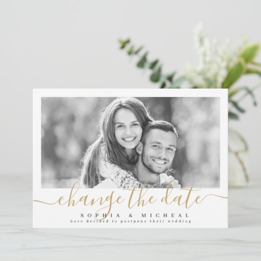 スクリプエレガントトによる撮影延期の日付の変更 招待状 (スタンド正面)