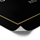 スクリプエレガントトのウェルカムサイン結婚の黒 ポスター (角)