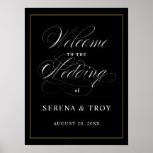 スクリプエレガントトのウェルカムサイン結婚の黒