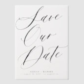 スクリプエレガントトのオーバーレイ結婚式の日付を保存 ベラム紙招待状 (正面)