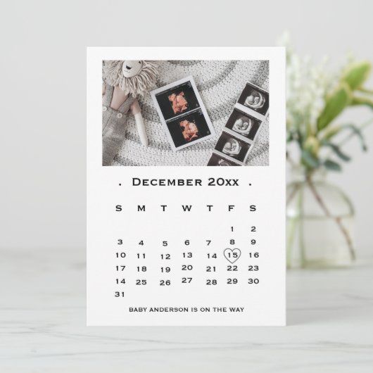スクリプエレガントトのカレンダー妊娠の発表 案内状 (スタンド正面)