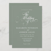 スクリプエレガントトのクラシック結婚式招待状 招待状 (正面/裏面)