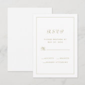 スクリプエレガントトのクラスの金ゴールドホワ結婚イトのエンクロージャ 出欠カード (正面/裏面)