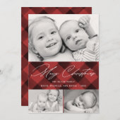 スクリプエレガントトのクリスマスプレイド3フォトコラージュ シーズンカード (正面/裏面)