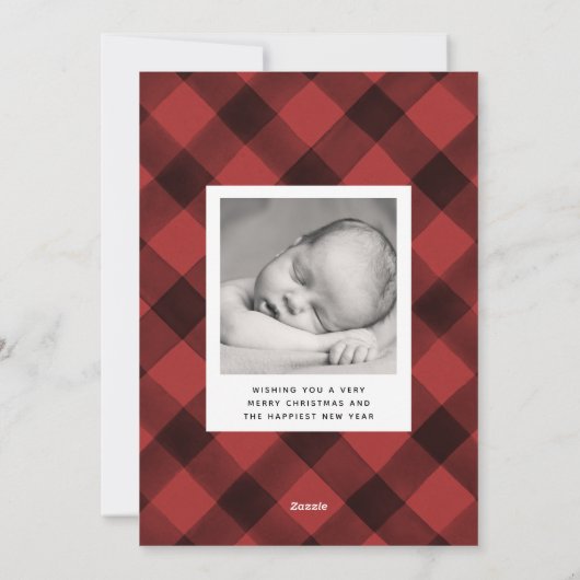 スクリプエレガントトのクリスマスプレイド3フォトコラージュ シーズンカード (裏面)