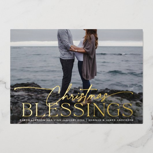 スクリプエレガントトのクリスマス恵み妊娠 箔シーズンカード (正面)