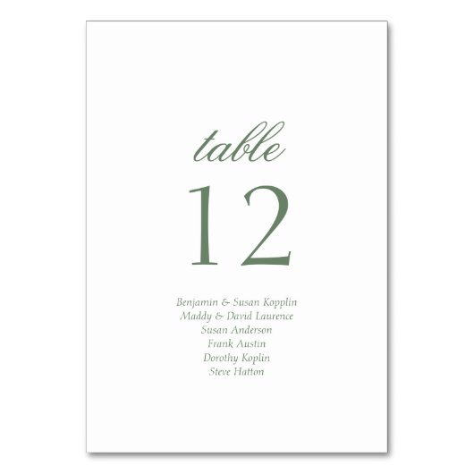 スクリプエレガントトのゲスト名のスクリプ結婚ト テーブルナンバー (正面)