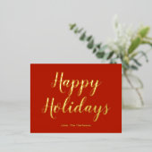 スクリプエレガントトのハッピーホリデー 箔シーズンポストカード (立ち正面)