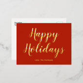 スクリプエレガントトのハッピーホリデー 箔シーズンポストカード (正面/裏面)