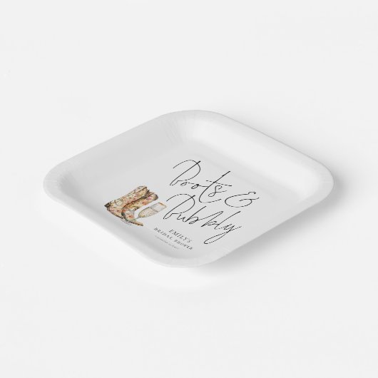 スクリプエレガントトのブートと泡立ちブライダルシャワー ペーパープレート (傾斜あり)