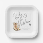 スクリプエレガントトのブートと泡立ちブライダルシャワー ペーパープレート (正面)