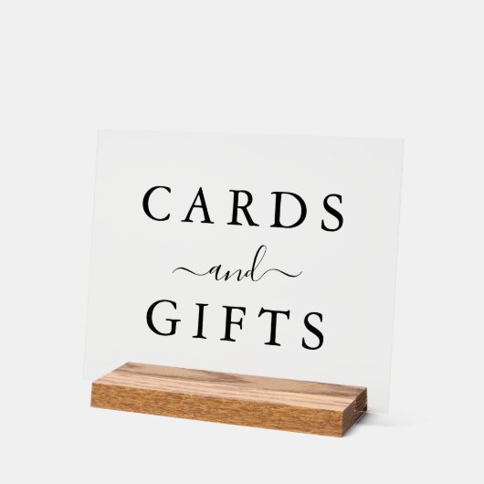 スクリプエレガントトのミニマルなウェディングカードとギフト アクリルサイン (傾斜)