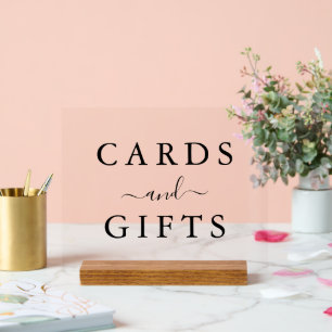 スクリプエレガントトのミニマルなウェディングカードとギフト アクリルサイン