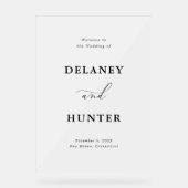 スクリプエレガントトのミニマルなカスタムウェディングウェルカム アクリルサイン (正面)