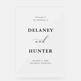 スクリプエレガントトのミニマルなカスタムウェディングウェルカム アクリルサイン