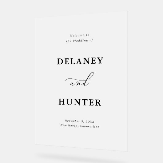 スクリプエレガントトのミニマルなカスタムウェディングウェルカム アクリルサイン (傾斜)