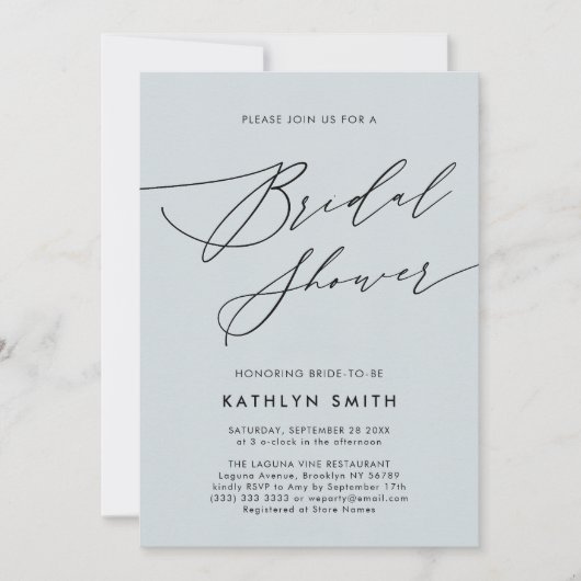 スクリプエレガントトのミニマルモダンブライダルシャワー 招待状 (正面)
