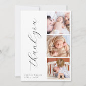 スクリプエレガントトのミニマル写真コラージュ新生児 サンキューカード (正面)