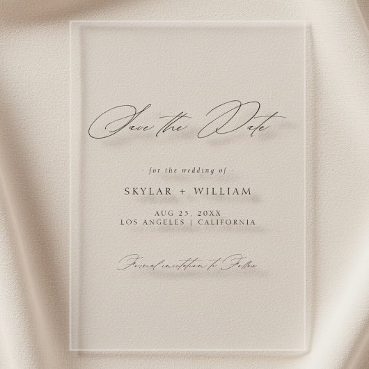 スクリプエレガントトのミニマル結婚式の日付を保存 アクリル招待状