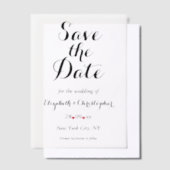 スクリプエレガントトのミニマル結婚式の日付を保存 ベラム紙招待状 (オフセット)